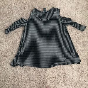 Stripped cold shoulder shirt